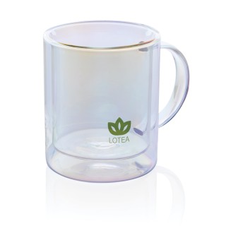 Taza de vidrio doble pared 330 ml publicitaria